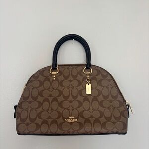 Coach Tan and Black Signature Satchel